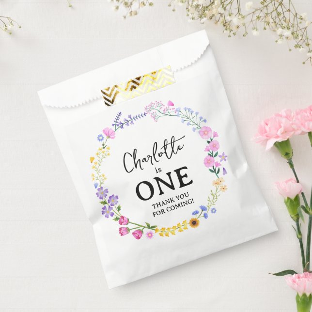 Sacolinha Wildflower Girl Primeiro Aniversário Obrigado (Selado)