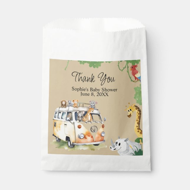 Sacolinha Wilels Safari Animal Camper Van Chá de fraldas (Frente)