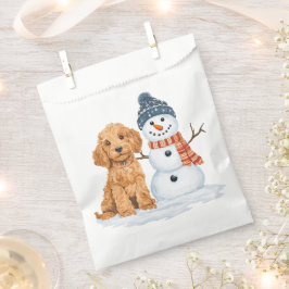 Sacolinha Winter Goldendoodle Dog Cute Snowman