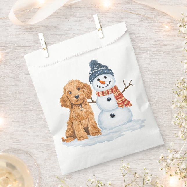 Sacolinha Winter Goldendoodle Dog Cute Snowman (Cortado)