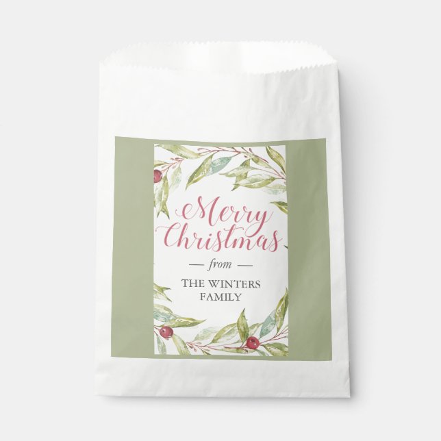 Sacolinha Winter Greenery Berries Wreath Christmas (Frente)