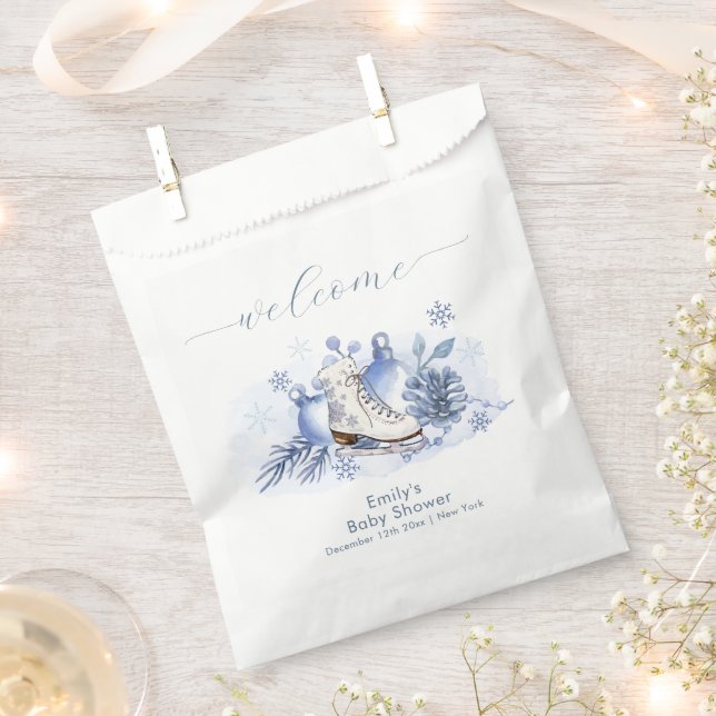 Sacolinha Winter Snowflake Ice Skate Baby Shower Welcome (Cortado)