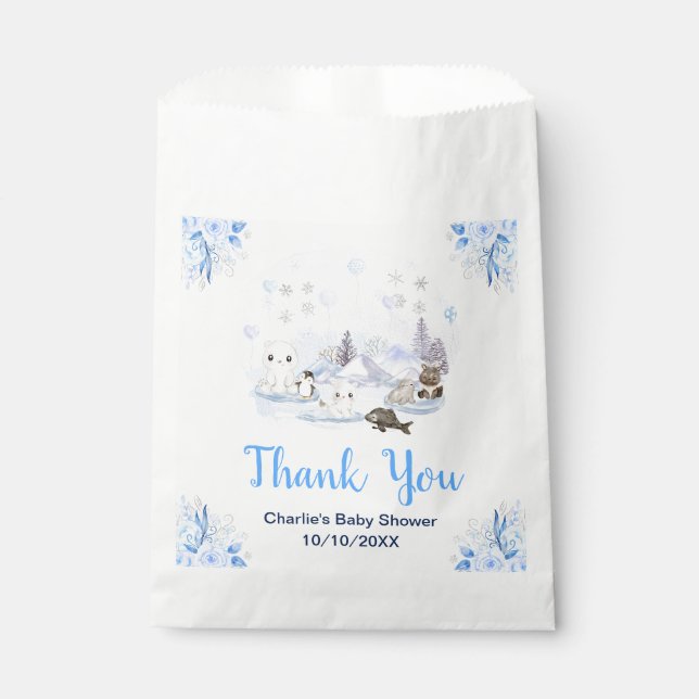 Sacolinha Winter Wonderland Animals Baby Shower Thank You (Frente)