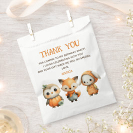 Sacolinha Woodland Animals Fall Kids' Birthday Thank You