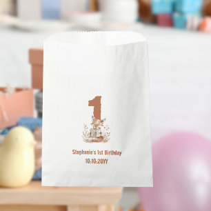 Sacolinha Woodland Fox Lendo um primeiro aniversario de Livr