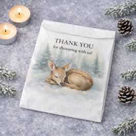 Sacolinha Woodland Sleeping Baby Deer Winter Baby Shower