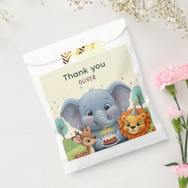 Sacolinha Woodland Storybook Animals Birthday Thank You (Selado)