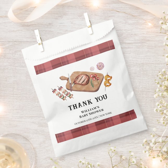 Sacolinha Xadrez Vermelha País  Bebê Chá de fraldas Q (Cortado)