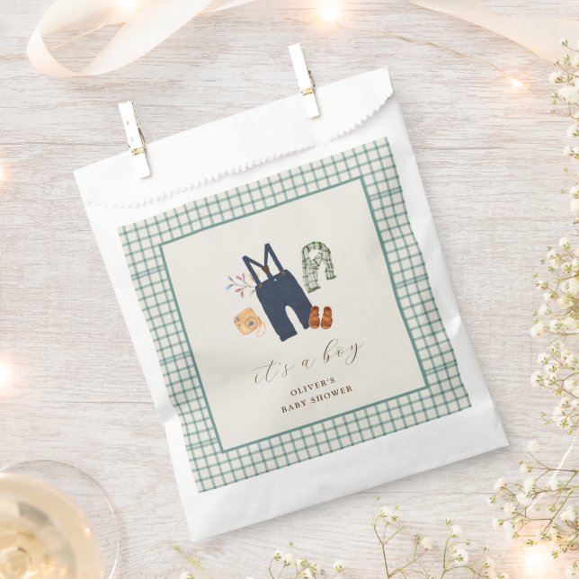 Sacolinha Xadrez Vintage Chá de fraldas de roupas (Cortado)