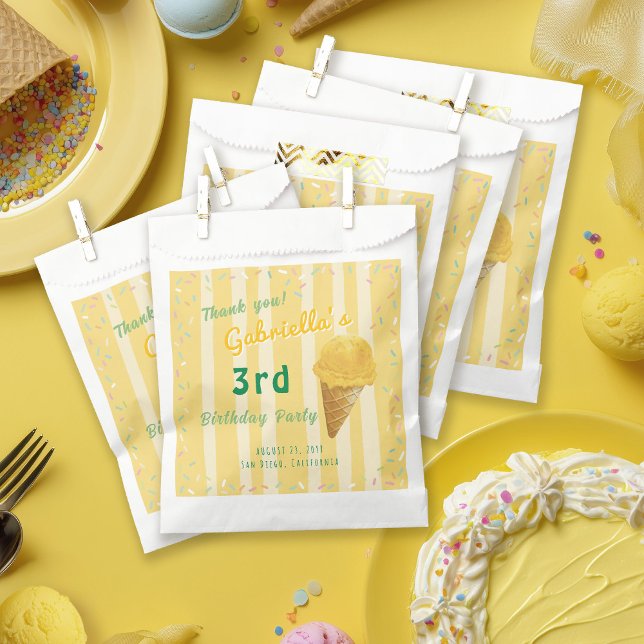 Sacolinha Yellow Ice Cream Sprinkle Summer Birthday Party  (Criador carregado)