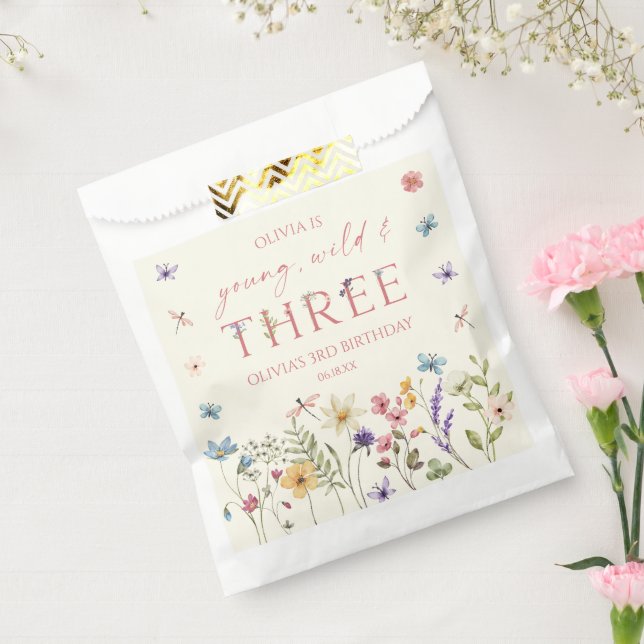 Sacolinha Young Wild & Three Wildflower 3rd Birthday Party (Selado)