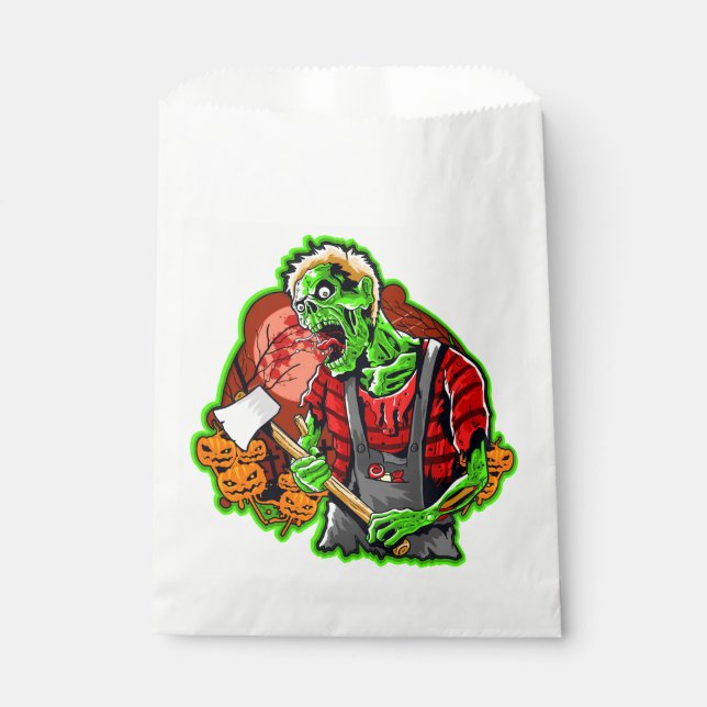 Sacolinha Zombie Verde Engraçado no Halloween (Frente)