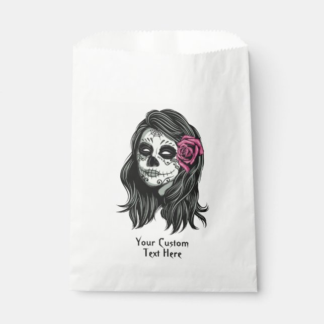 Sacolinha Zombie Woman texto personalizado favorece bolsas (Frente)