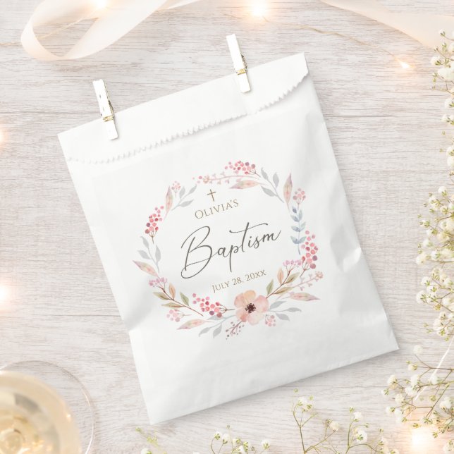 Sacolinhas de Batismo Menina Floral Rosa Bege Redo (Cortado)