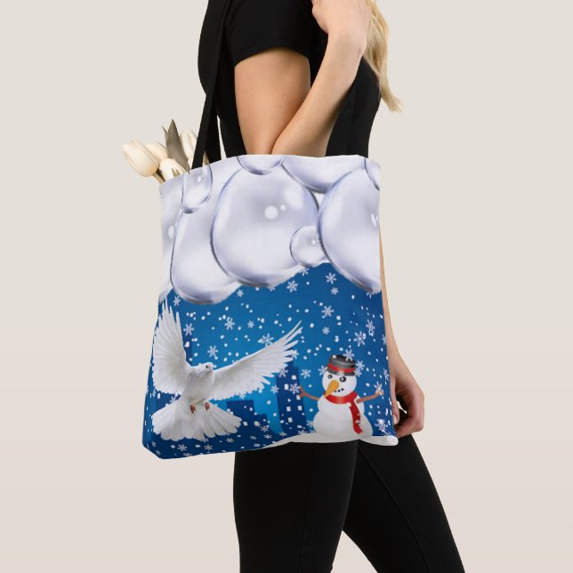 Sacos de Tote das Mulheres de Natal, Snowman (Close Up)