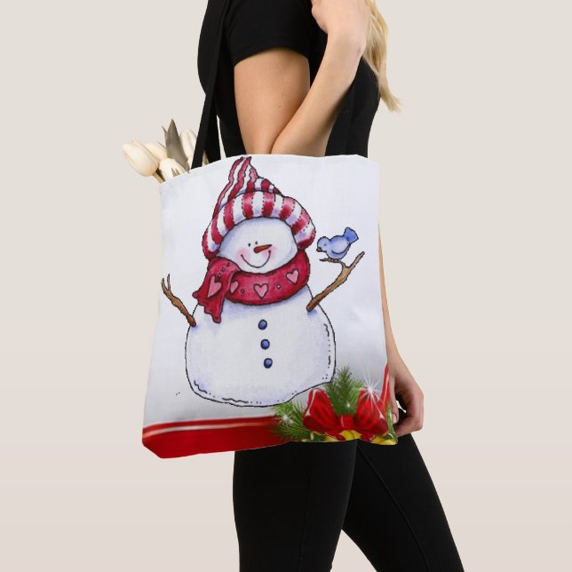 Sacos de Tote das Mulheres de Natal, Snowman (Close Up)