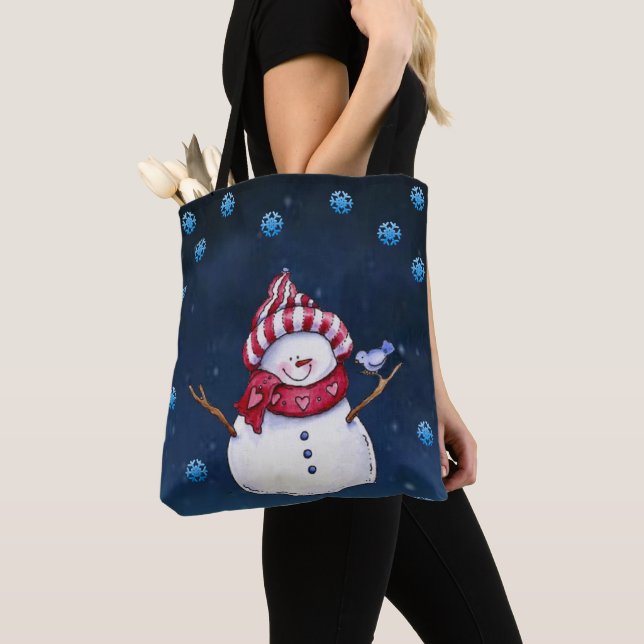 Sacos de Tote das Mulheres de Natal, Snowman (Close Up)