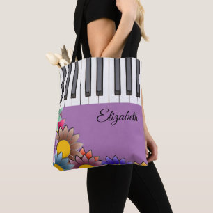 Sacos de Tote de Piano de Flores Personalizadas