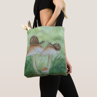 Sacos Tote de Cogumelos com Caracóis e Fundo de Sa