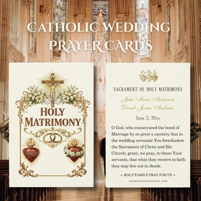 Sacred Hearts Catholic Wedding Prayer Card (Criador carregado)