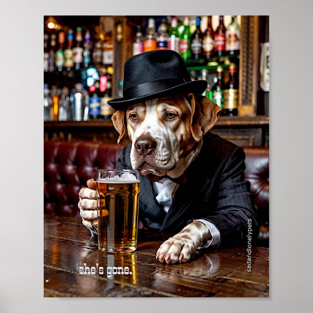 Sad and Lonely Pets Poster Print "She's Gone"  (Frente)