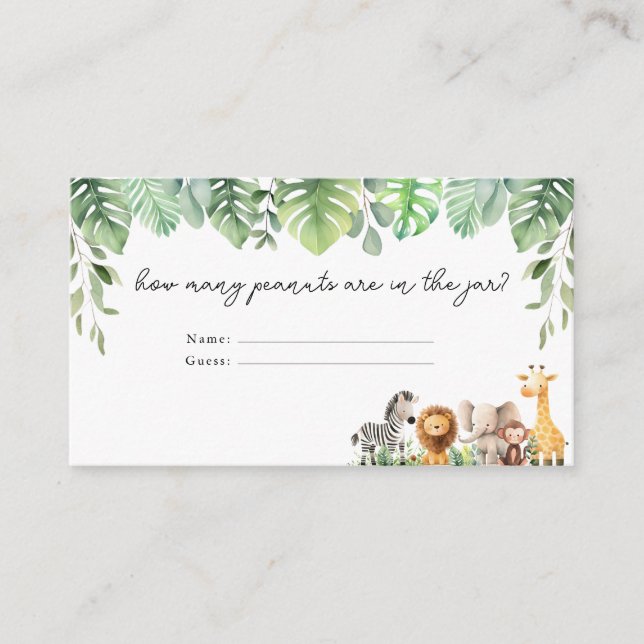 Safari Animais Adivinham Quantos Cartões (Frente)