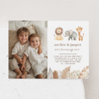 Safari Animais Geminam Paisagem Fotografia Convite