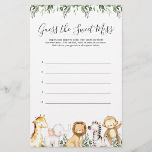 Safari Animal Chá de fraldas Adivinha A Doce Mess