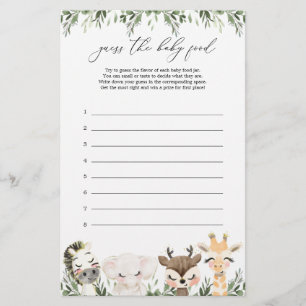 Safari Animal Chá de fraldas Adivinha O Jogo Da Co