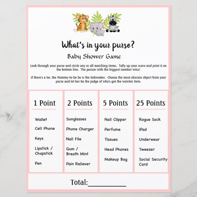 Safari Animal Chá de fraldas O Que Em Seu Jogo De  (Frente)