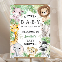 Safari Animals Baby Shower Boy Welcome