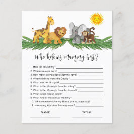 Safari Animals Who knows Mommy Best Shower Game
