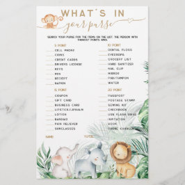 Safari Baby Animal O que há no seu jogo de bolsa