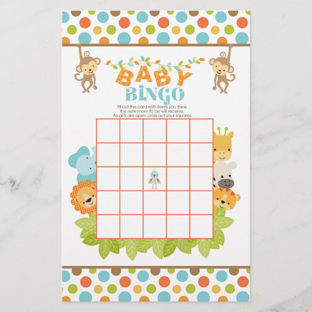Safari Baby Bingo Game com Animais (Frente)