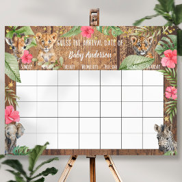 Safari Baby Shower Guess Due Date Calendar Poster