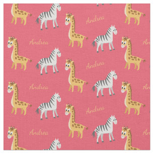 Safari Baby Zebras e Girafas Tecido de Nome Person