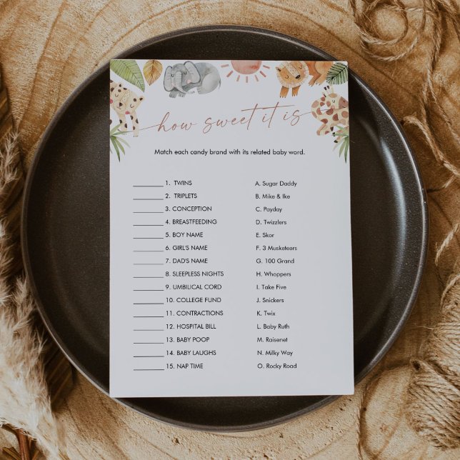 SAFARI Como É Doce O Cartão De Bebê De Bar Doces (Criador carregado)