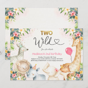 Safari Dois Convite De Aniversário Selvagem Dois 
