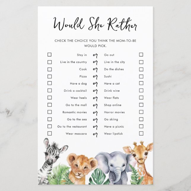 Safari Ela Preferencialmente Cartão De Jogo De Chá (Frente)