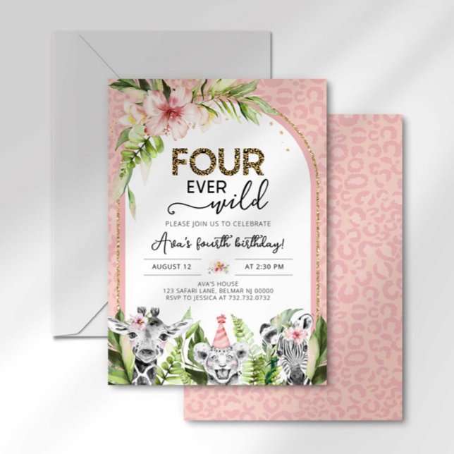 Safari Four Ever Wilthday Convite (Criador carregado)