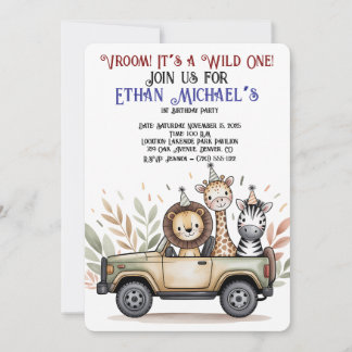 Safari Jeep Wild Um Primeiro Convite De Aniversári