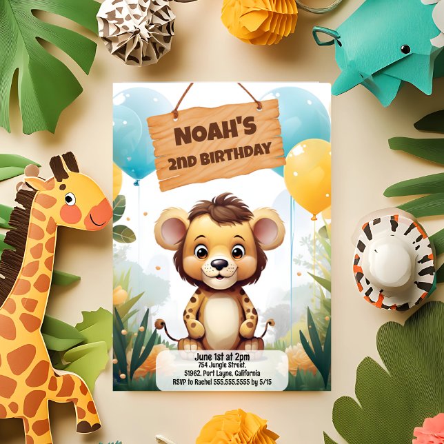 Safari Jungle Birthday Convite para Crianças (Criador carregado)