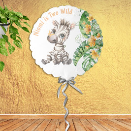 Safari Jungle Watercolor Zebra Dois Aniversário Se