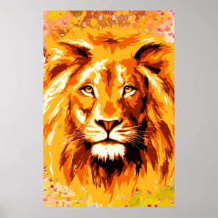 Safari Lion Poster de leão colorido