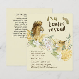 Safari Lions GENDER REVEAL Bebês Convites