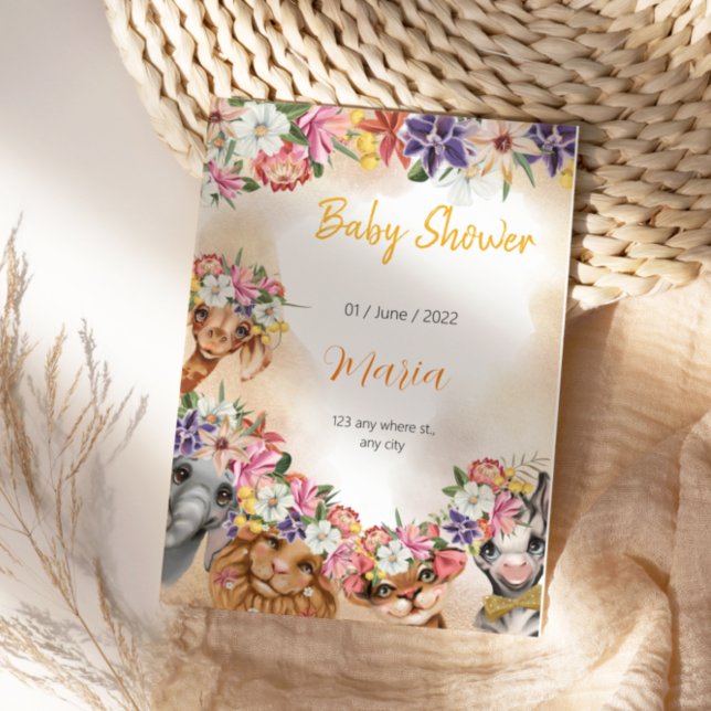 Safari - ouro de convite a chás de fraldas (Criador carregado)