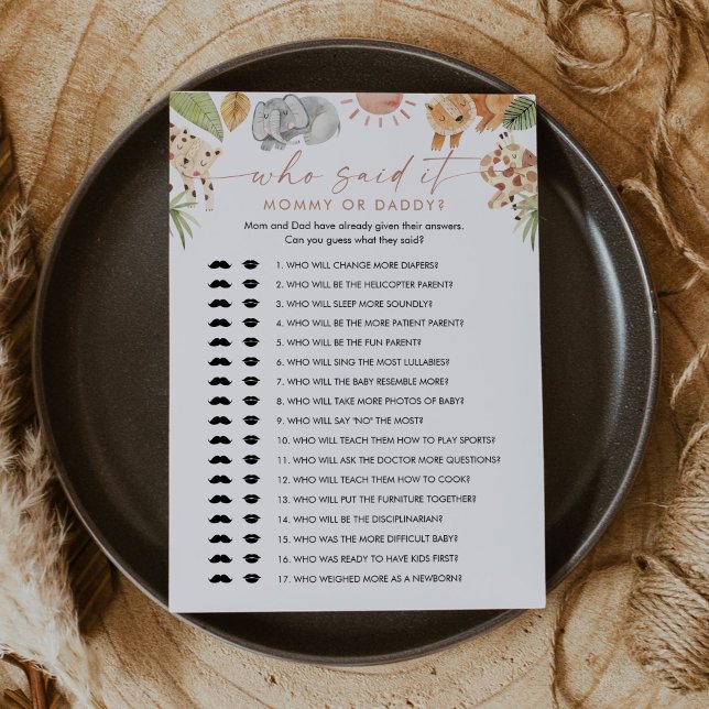 SAFARI Que Disse Que Mamãe Cartão De Jogo De Bebê  (Criador carregado)