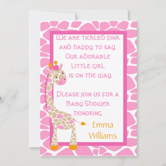 Safari Sweet Chá de fraldas Girafa Convite (Frente)