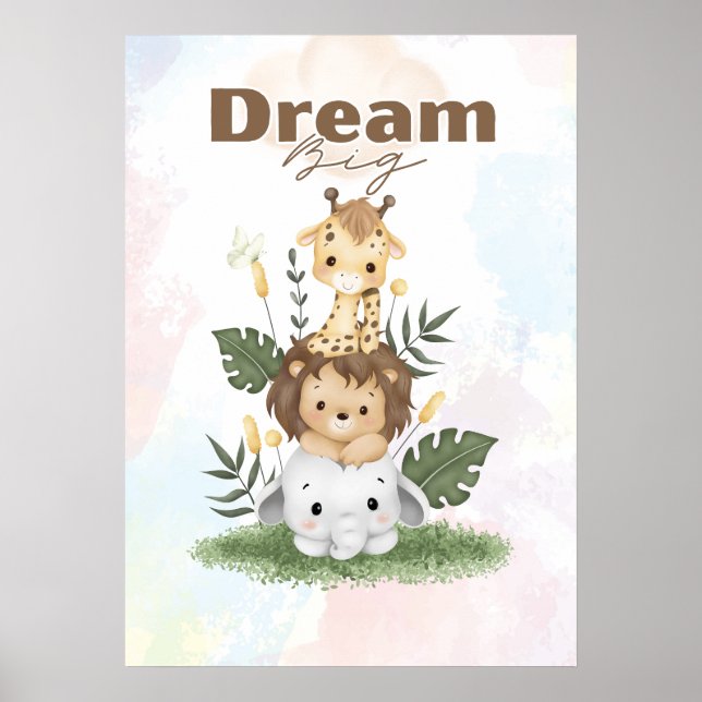  safari themed uplifting nursery wall poster (Frente)
