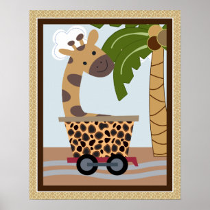 Safari Train Animal Nursery Art Poster